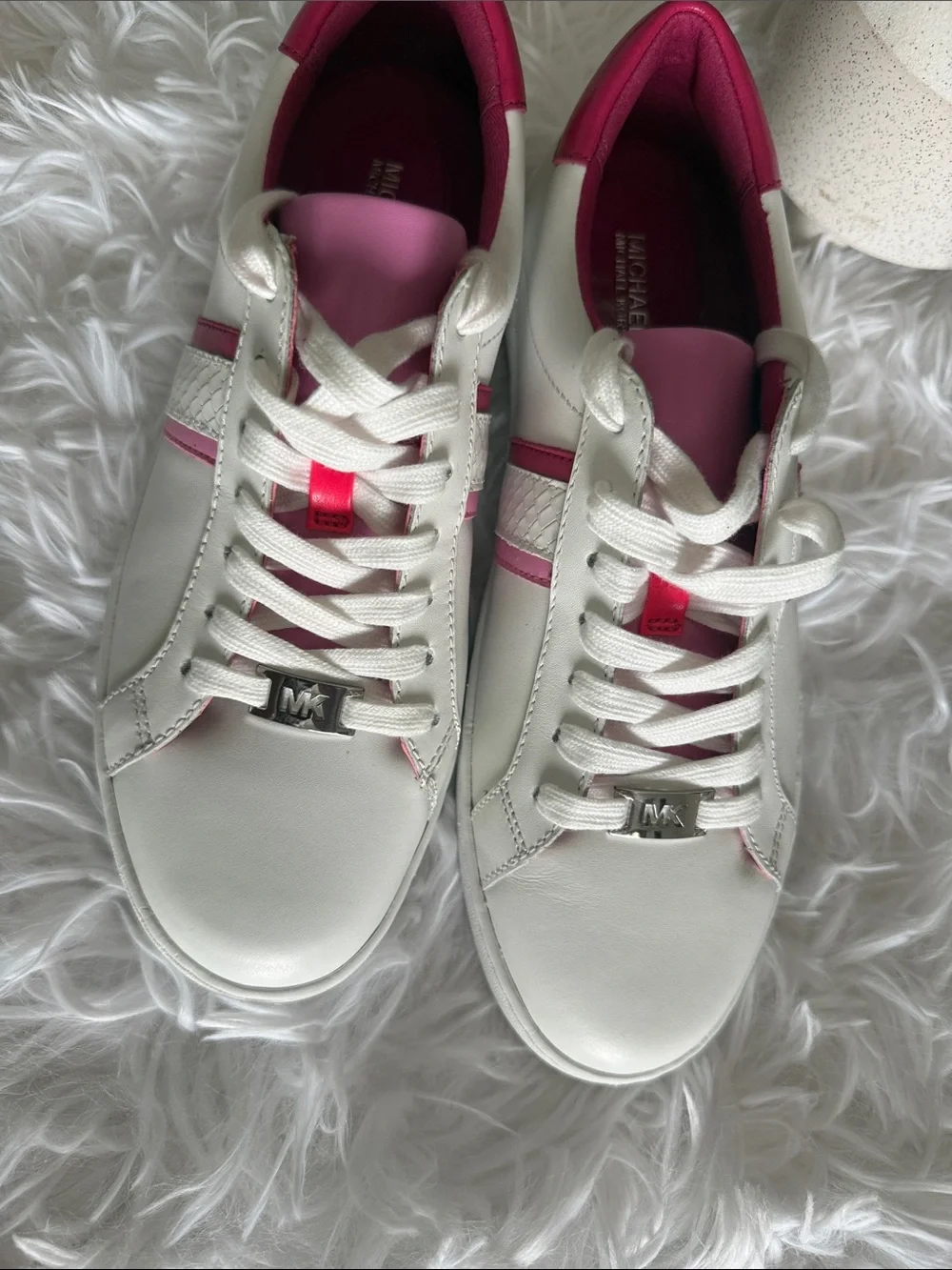 Michael Kors White Sneakers with Pink Accents